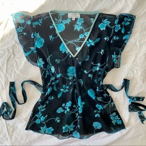 90s/Y2K floral tie top